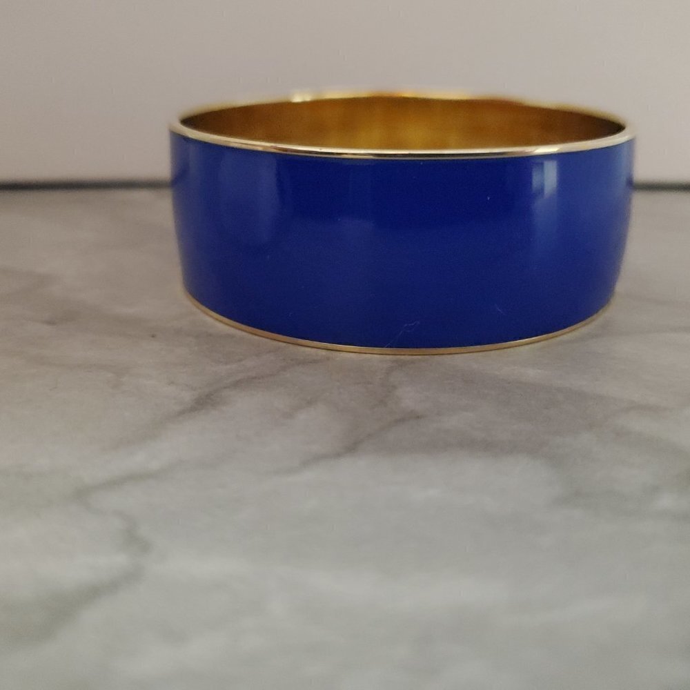 💙 Vintage Y2k 00s 2000's J.Crew Dark Blue Thick Wide Bangle 💙 - Picture 2 of 9